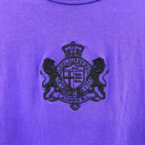 Ralph Lauren Lions Crest Purple Cotton Long Sleeve Pullover Top - Picture 4 of 4